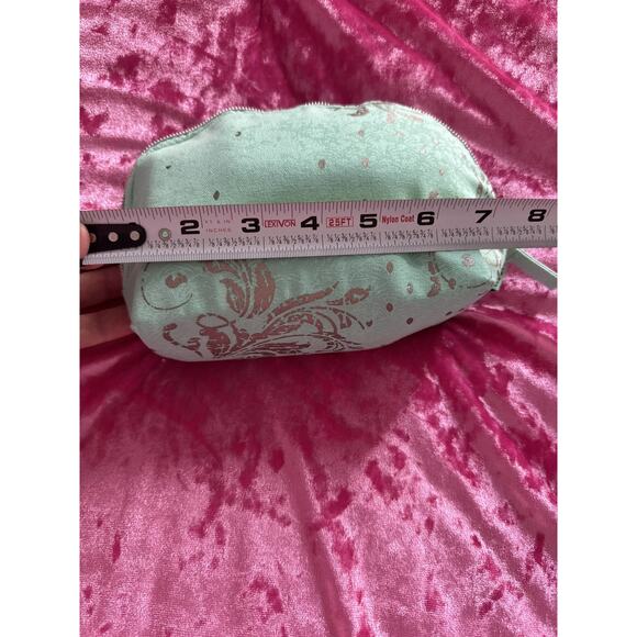 Sabon Cosmetic Bag Small Blue Green Silver Leaf Print Toiletry Makeup - Picture 4 of 7